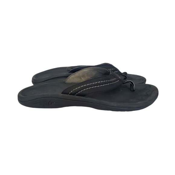 OluKai Hokua Flip Flops Black Slides Slip On Sandals Comfort Men Size 12 main image 6